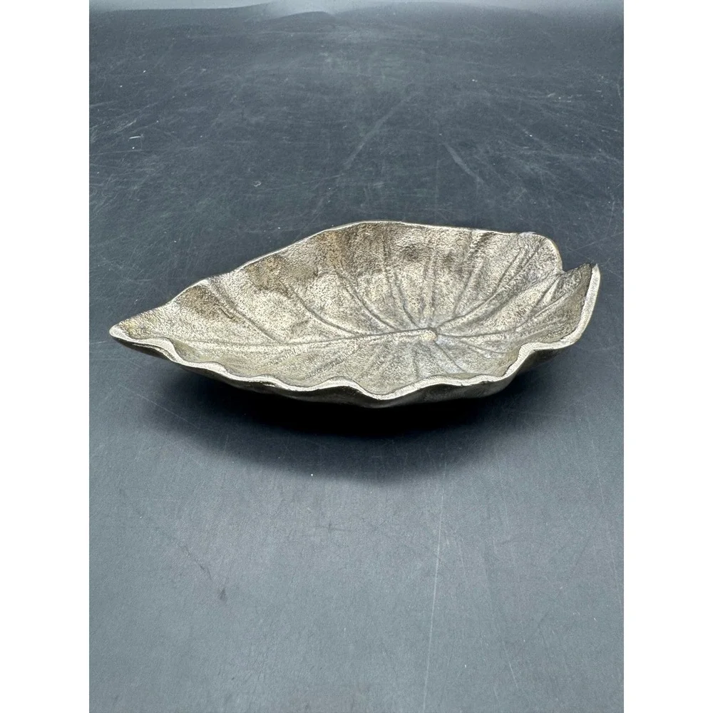 Tarro Aluminum Leaf Shaped Trinket Dish Tray Mid Century Modern 6